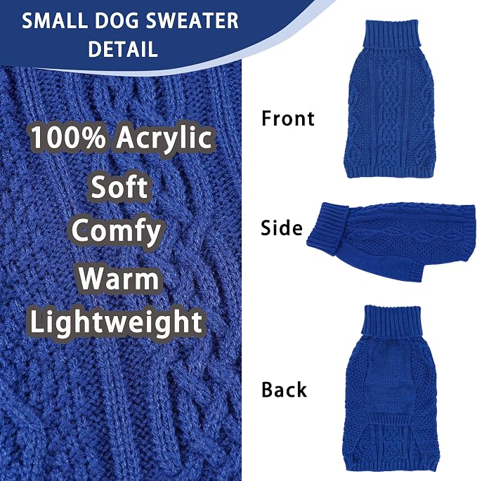 Dog Sweaters for Small Dogs Turtleneck Knit Dog Sweaters Lightweight Puppy - Image 4