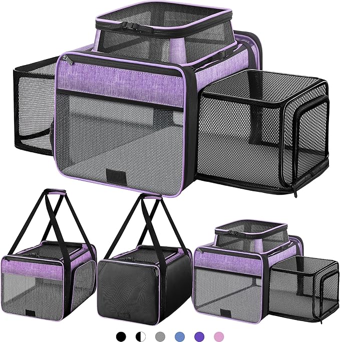 Top and 2 Sides Expandable Cat Carrier 18x11x11, TSA Airline Approved Dog by SHARLOVY