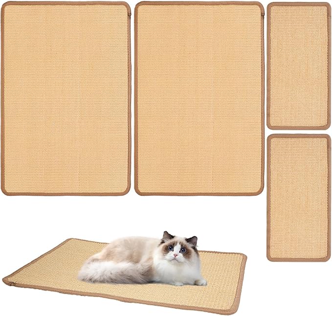 4 Pack Cat Scratcher Mat, Fabric Sisal Cat Scratching Pad by Unknown