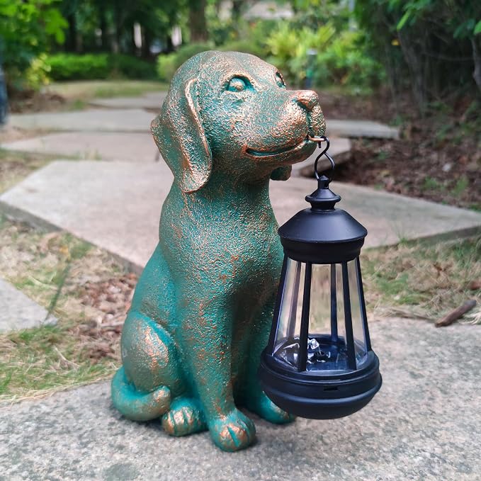 Dog Garden Statues with Solar Lantern Outdoor Decor-Dog Solar Figurines Lights - Image 3