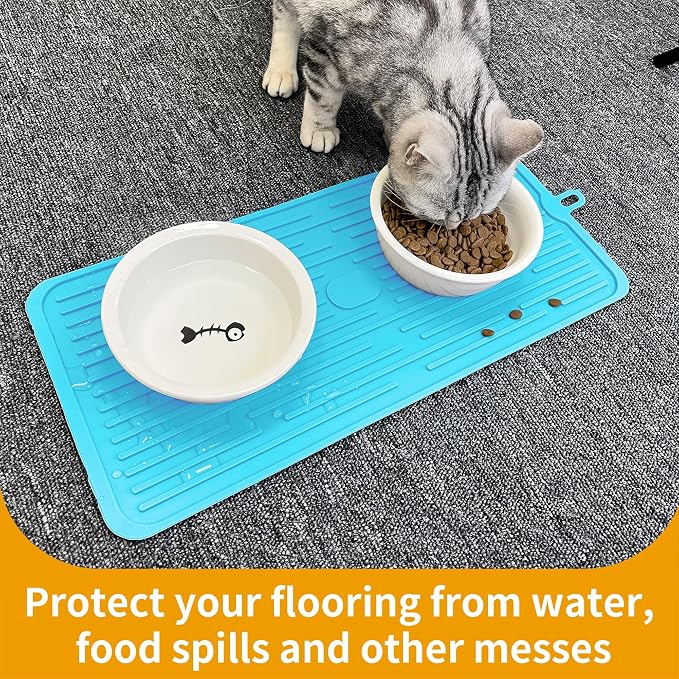 Ptlom Pet Placemat for Dog and Cat, Anti-Slip Waterproof Dogs Feeding Mat - Image 8