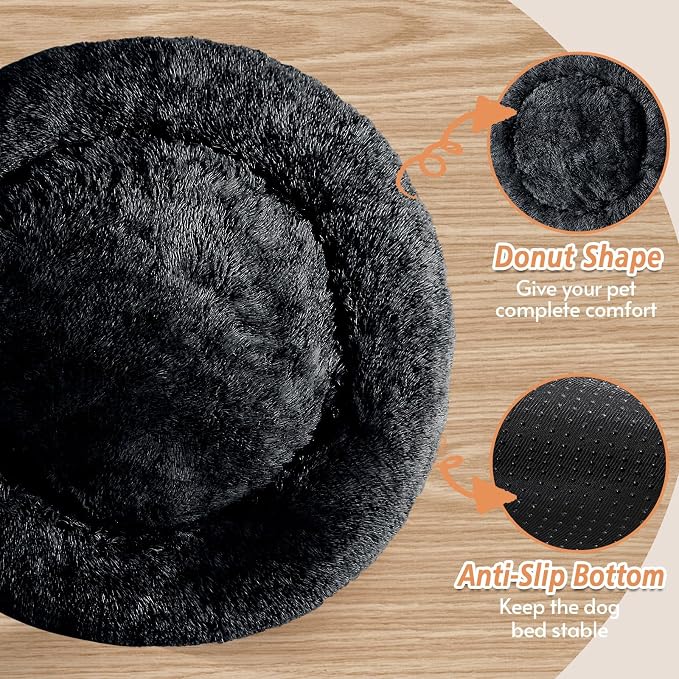 JOLLYVOGUE Calming Dog Bed Medium Size Dog, Anti-Anxiety Donut Medium Pet Bed - Image 3