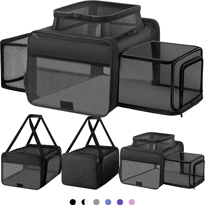 Top and 2 Sides Expandable Pet Carrier 17x11x9.5, TSA Airline Approved Small by SHARLOVY
