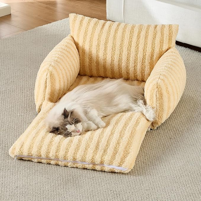 Hollypet Cat Bed Fluffy Plush Mutifuctional Double-Layer Soft Pet Couch - Image 6