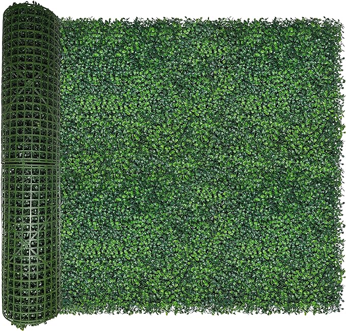 Artificial Boxwood Roll: 40x120 in UV-Anti Faux Ivy Boxwood Hedge Leaf Grass by ODTORYHOME