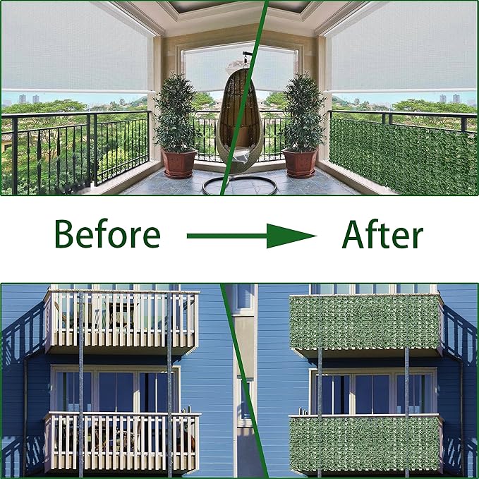 Artificial Fence Privacy Screen: 5FT x 50FT UV-Anti Faux Greenery Backdrop Ivy - Image 4