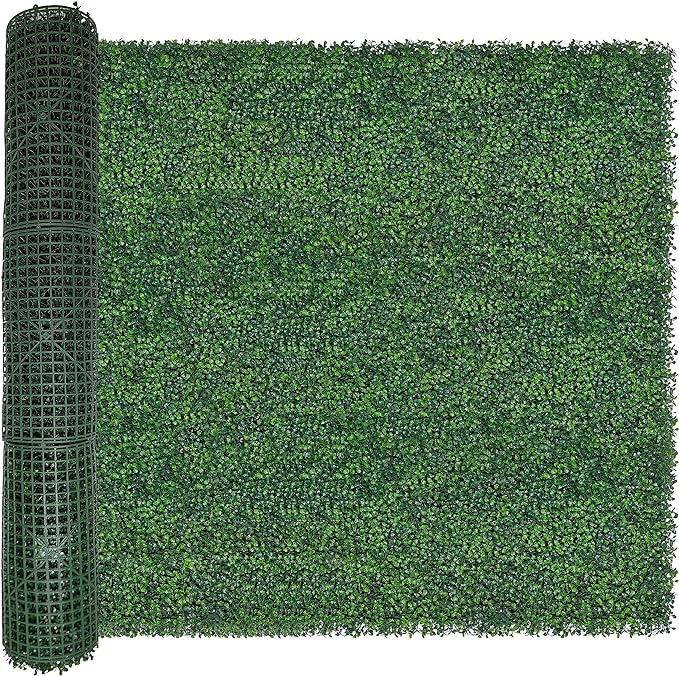 Artificial Boxwood Roll, 48x120 in UV-Anti Faux Ivy Boxwood Hedge Leaf Grass by ODTORYHOME
